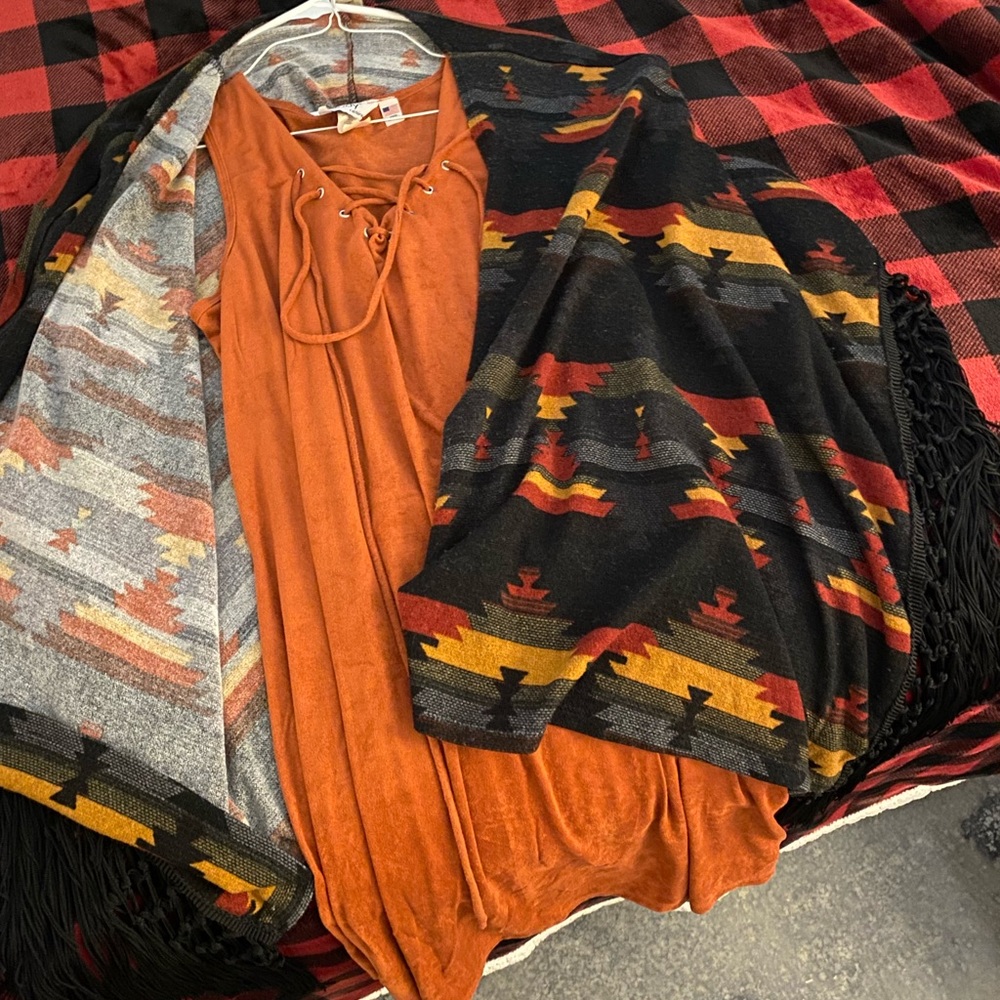 Burnt orange suede dress